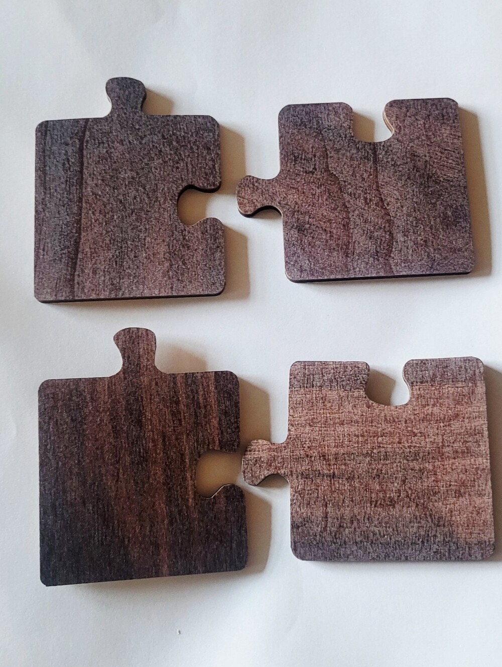 Wood Puzzle Piece Coaster Set - Brown Home Accent